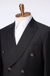 Men's Black Double Breasted Jacket and White Trouser Made to Measure